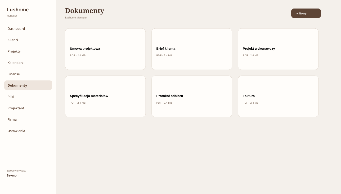 Lushome Manager — Dokumenty